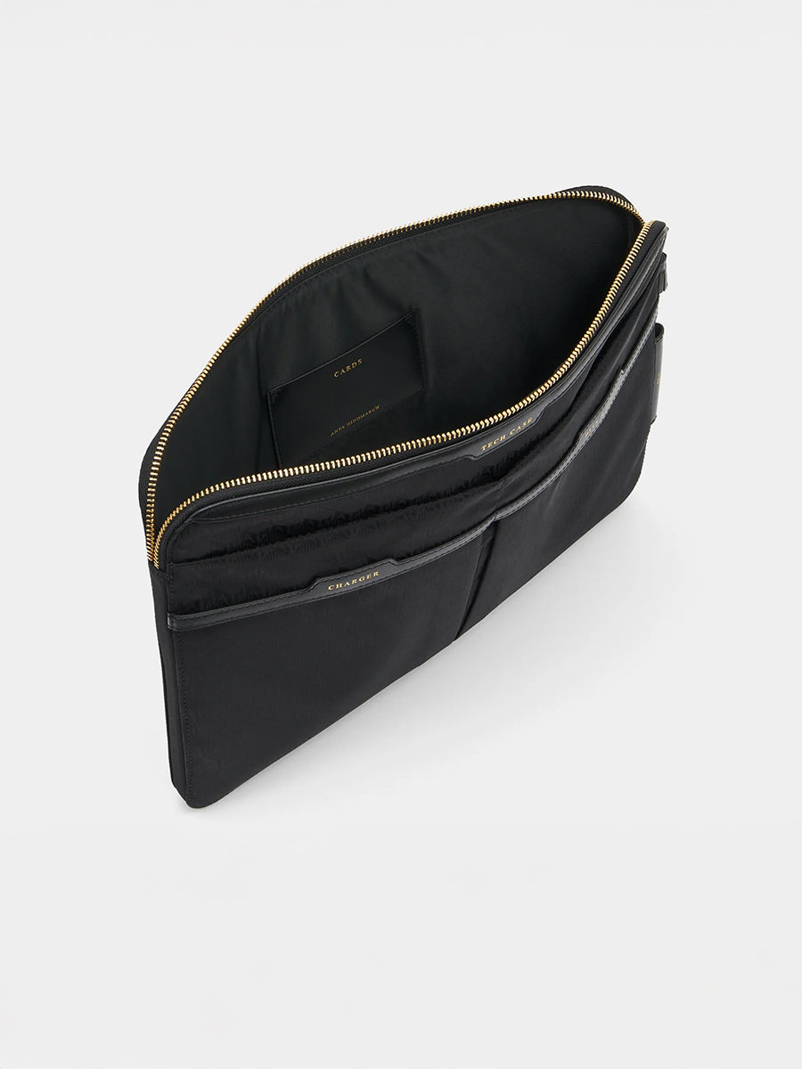 Anya Hindmarch Tech Case in AH Logo Black