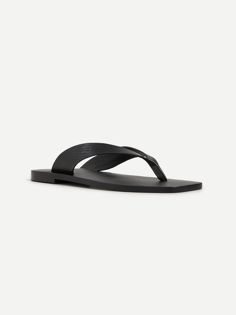 A.Emery The Kinto Sandal in Black Embossed Lizard