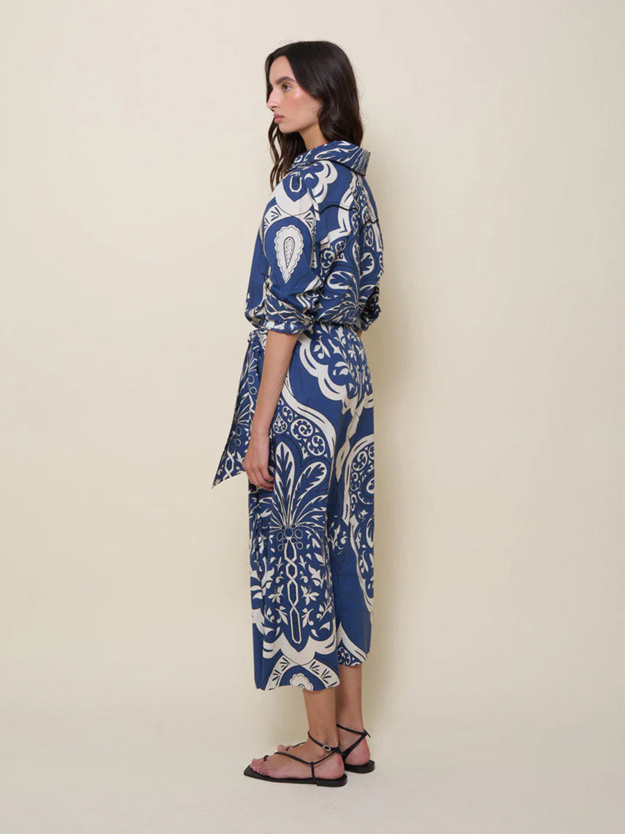 Johanna Ortiz | Traveller Wrap Skirt in Palma Sevillana Navy