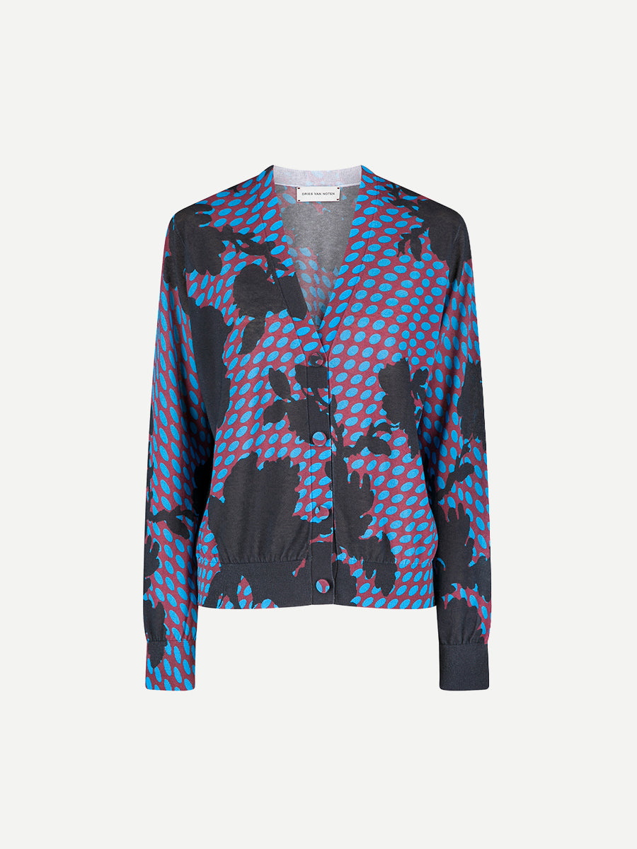 Dries Van Noten Totta Cardigan in Burgundy