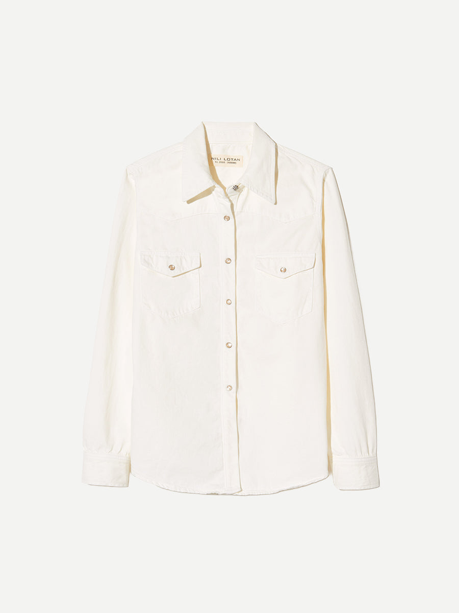 Nili Lotan Travis Shirt in Cream