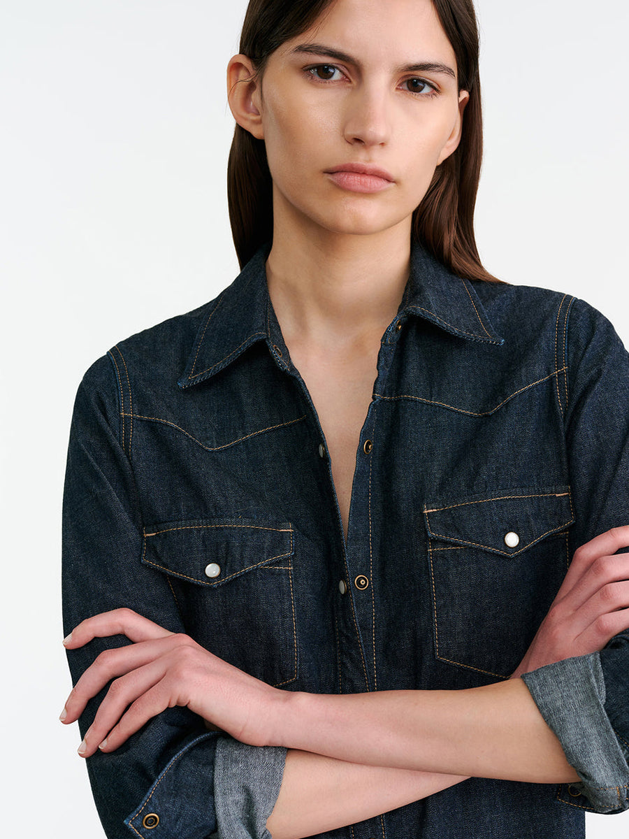 Nili Lotan Travis Shirt in Indigo Rinse | Shop Now at Adam Heath In Store and Online, Western Australia