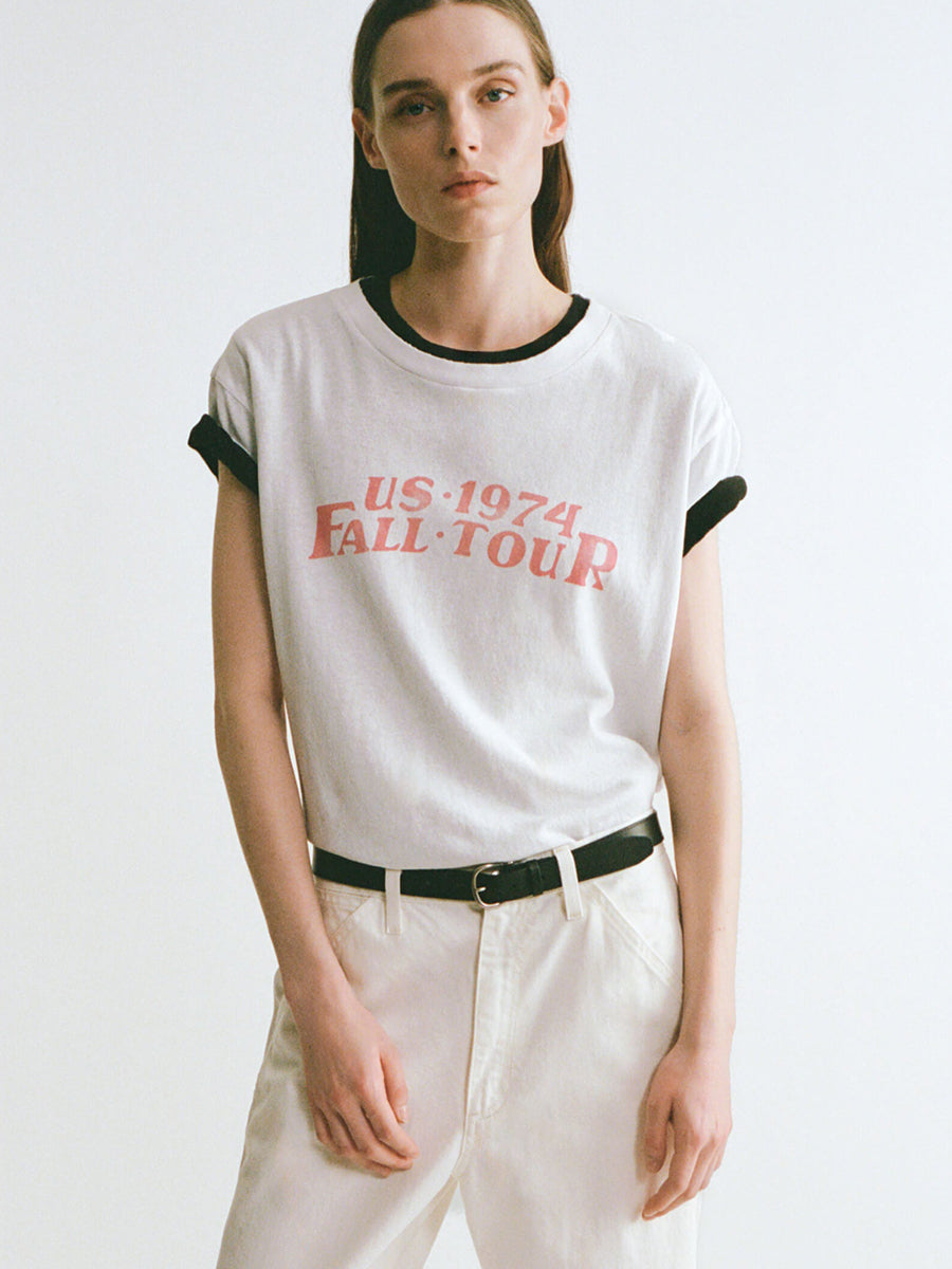 US 1974 Printed Brady Tee in White Print Tee