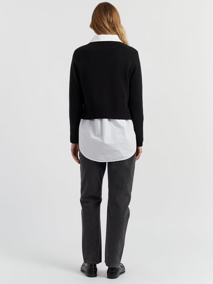 Chinti and Parker V-Neck Sweater in Black