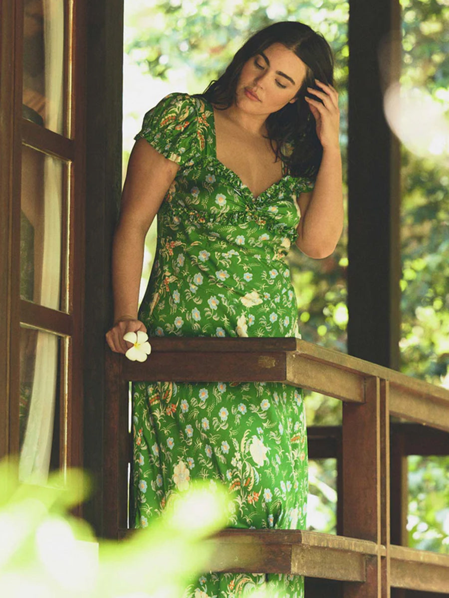 Doen | Valerine Dress in Emerald Hollyhock Hills