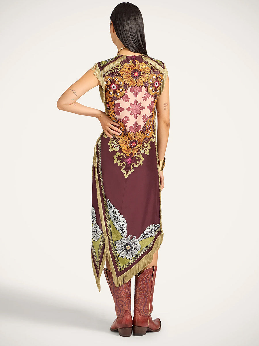 La DoubleJ Valkyrie Scarf Dress in Bounty Placee Burgundy