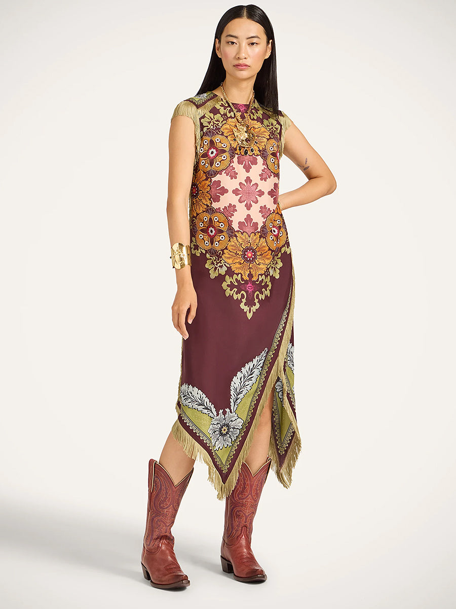 La DoubleJ Valkyrie Scarf Dress in Bounty Placee Burgundy
