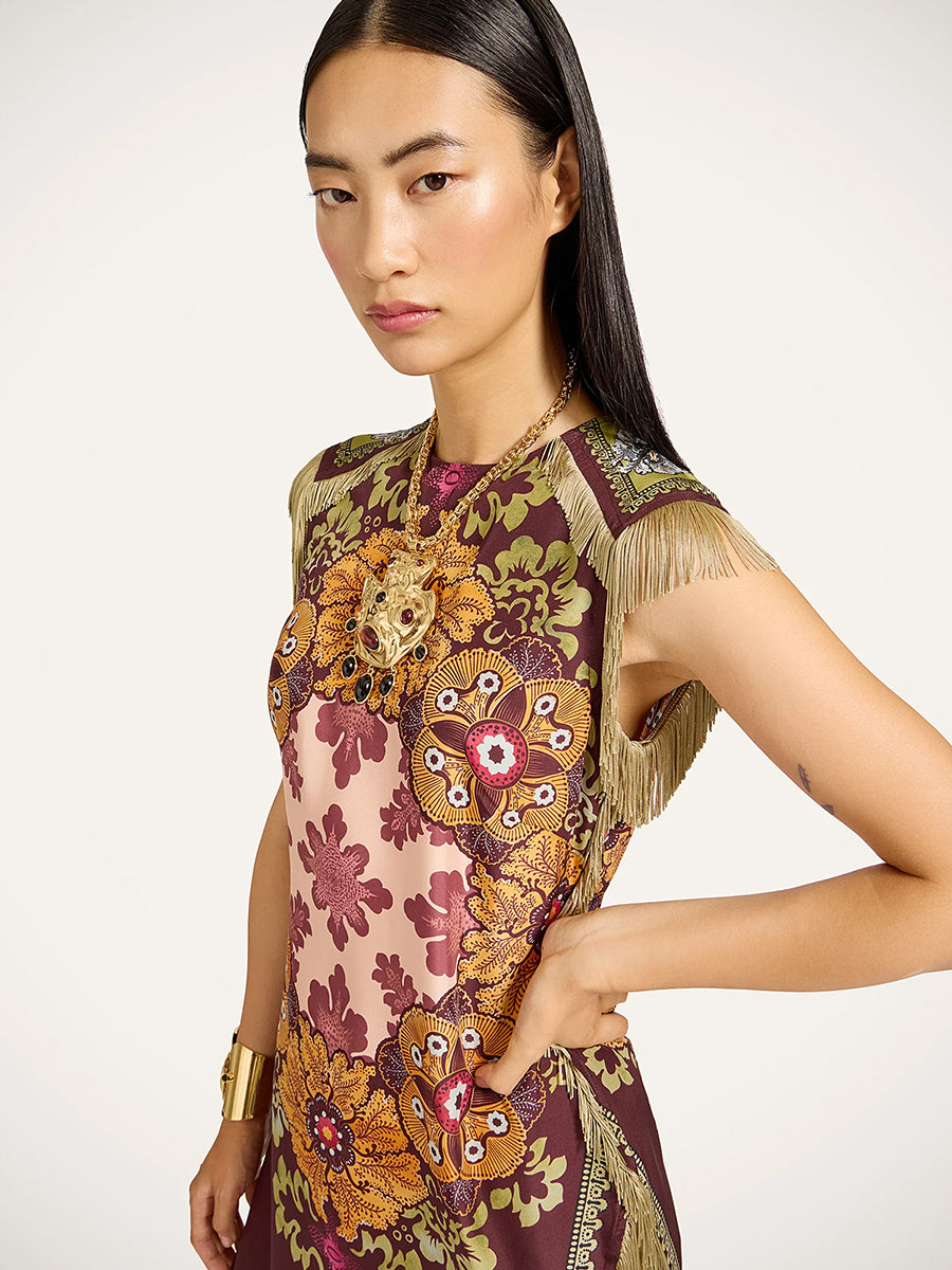 La DoubleJ Valkyrie Scarf Dress in Bounty Placee Burgundy