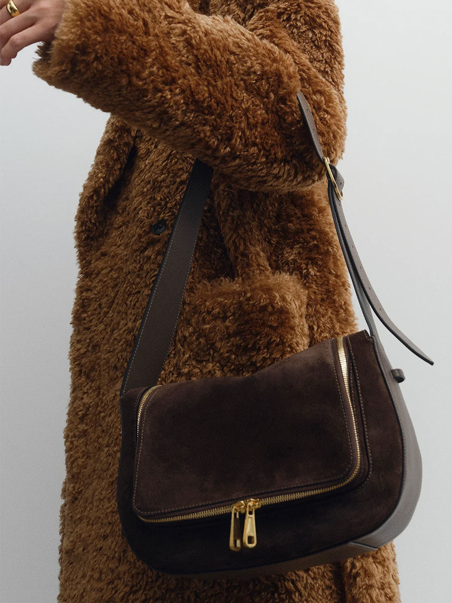 Anya Hindmarch | Vere New Shoulder Bag in Truffle Suede