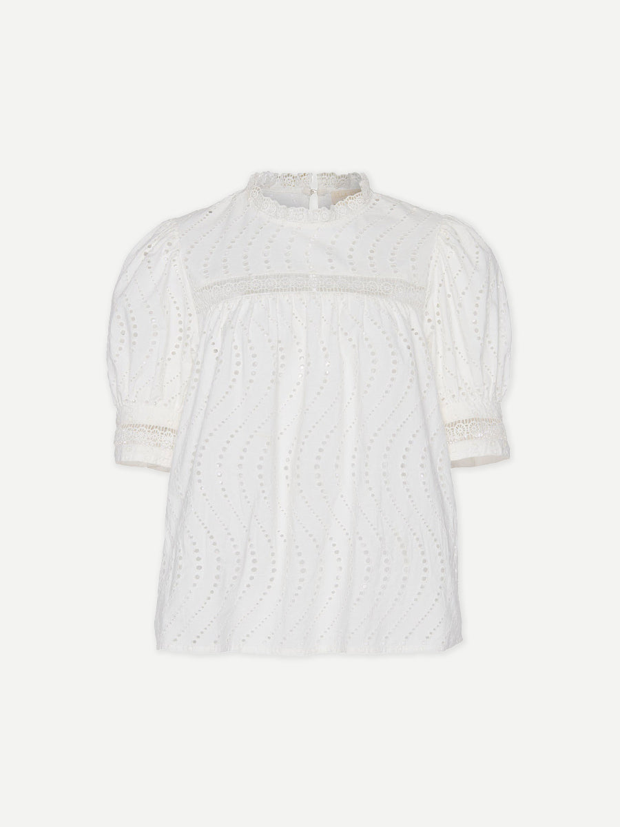 Ulla Johnson Virginia Lace Collar Top in Pristine