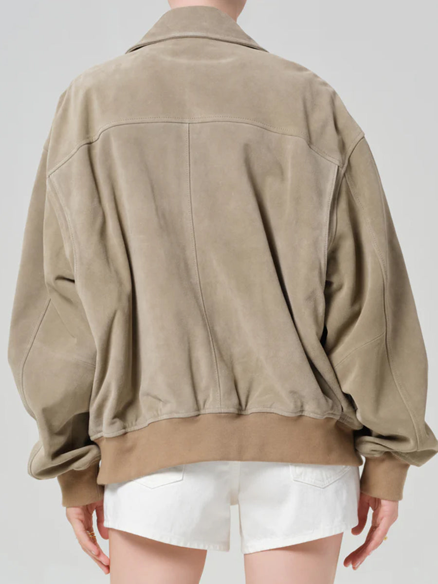 Citizens of Humanity Vivienne Suede Jacket in Deep Olive