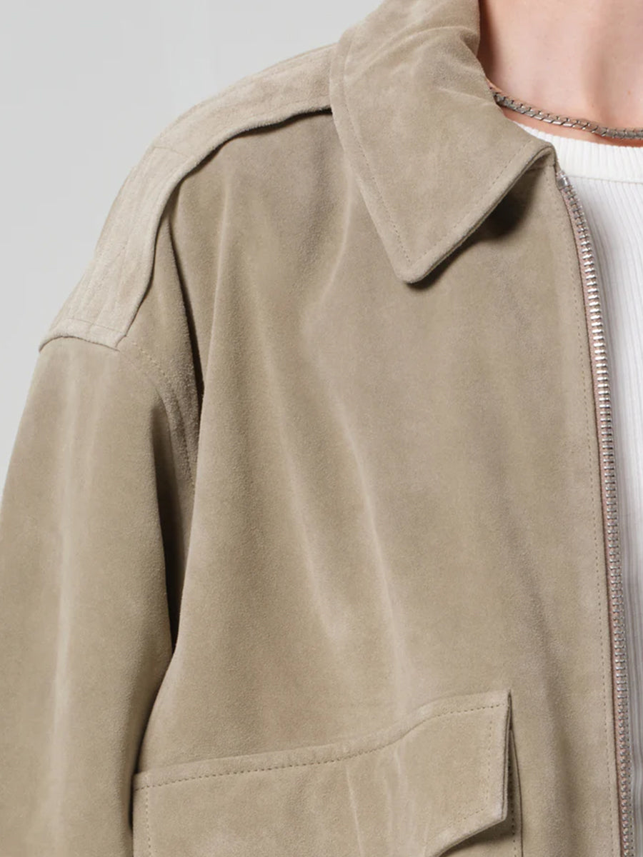 Citizens of Humanity Vivienne Suede Jacket in Deep Olive