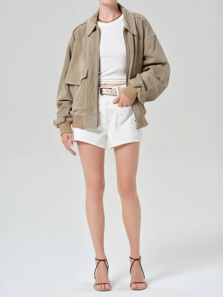 Citizens of Humanity Vivienne Suede Jacket in Deep Olive