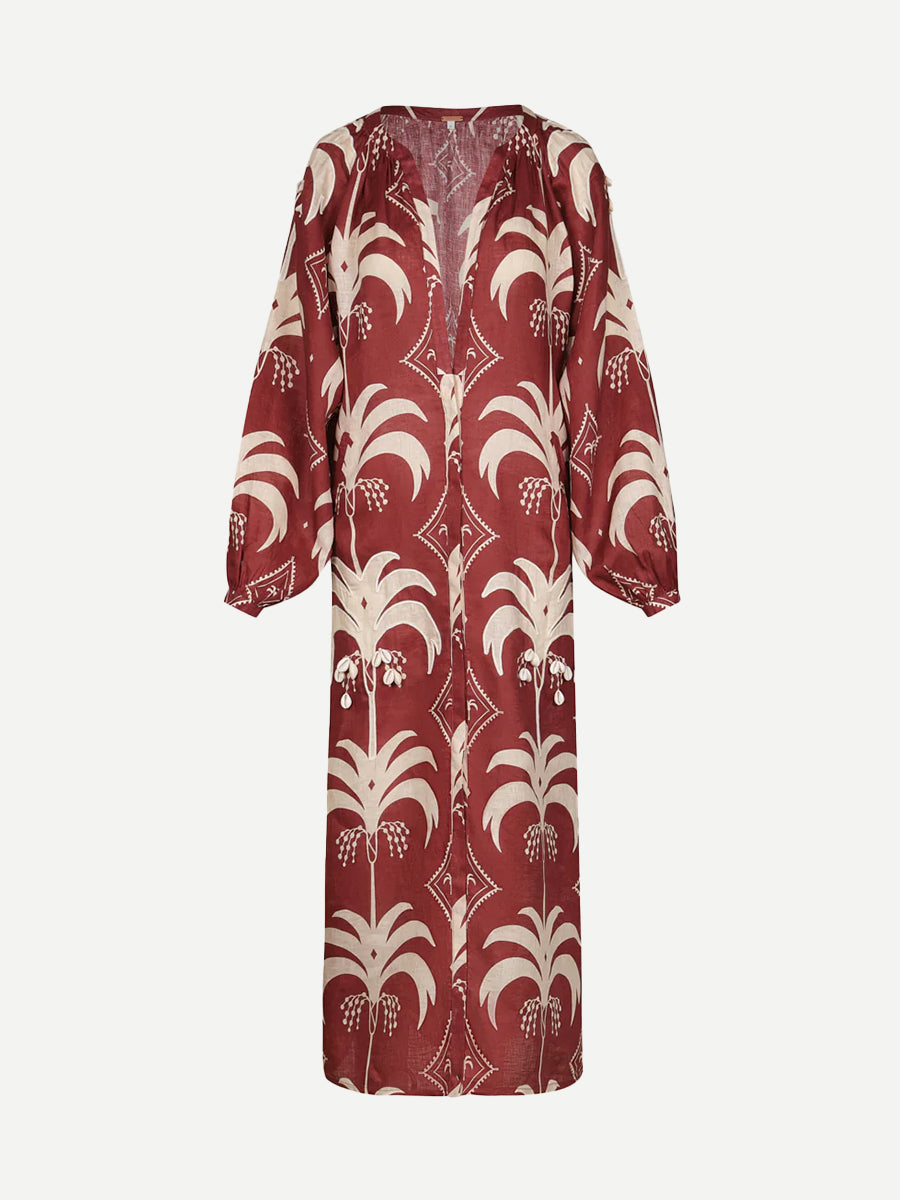 Johanna Ortiz Weaving Waves Tunic Dress in Cherry/Ecru