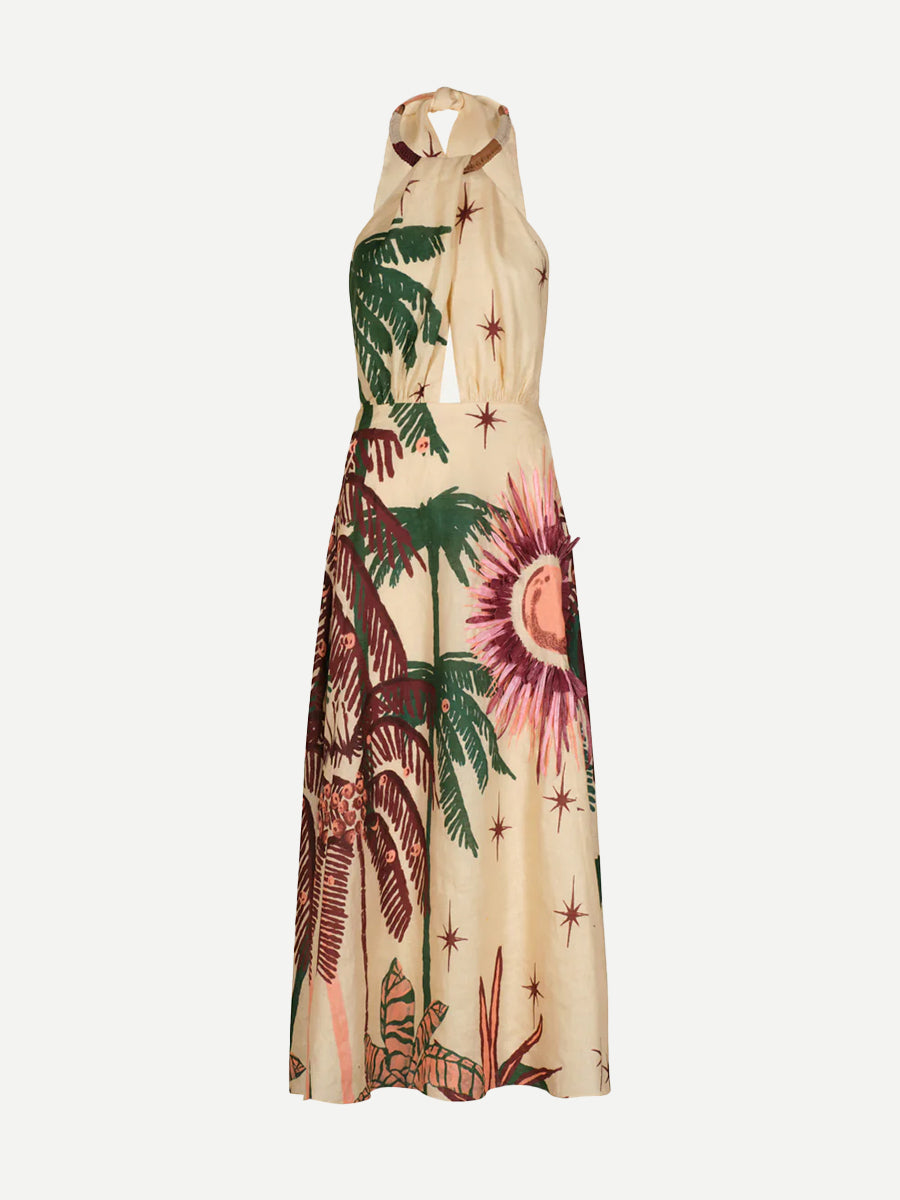 Johanna Ortiz Western Elements Ankle Dress in Ecru/Multicolour