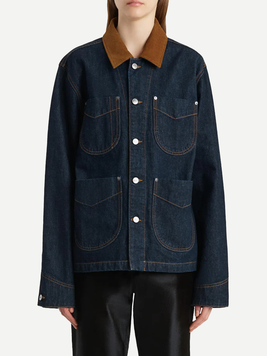 Khaite Wyatt Jacket w/Corduroy Collar