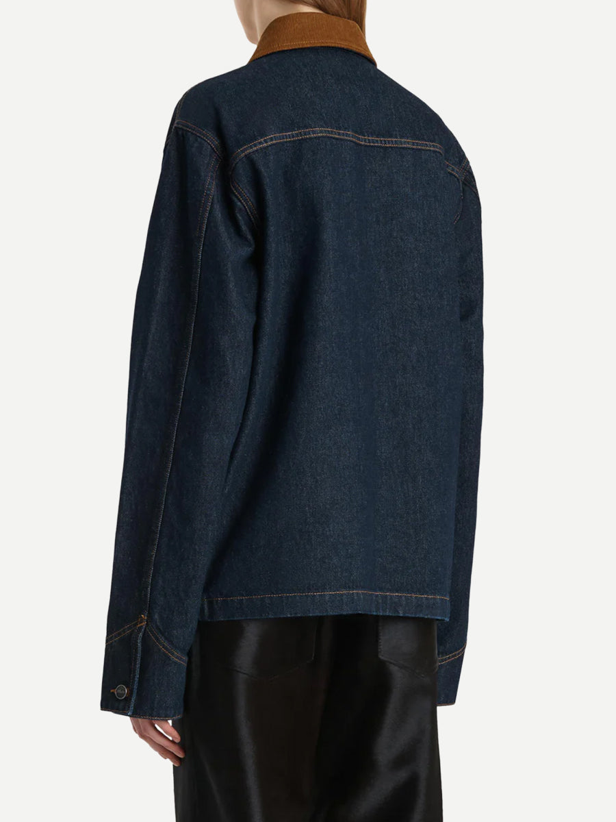 Khaite Wyatt Jacket w/Corduroy Collar