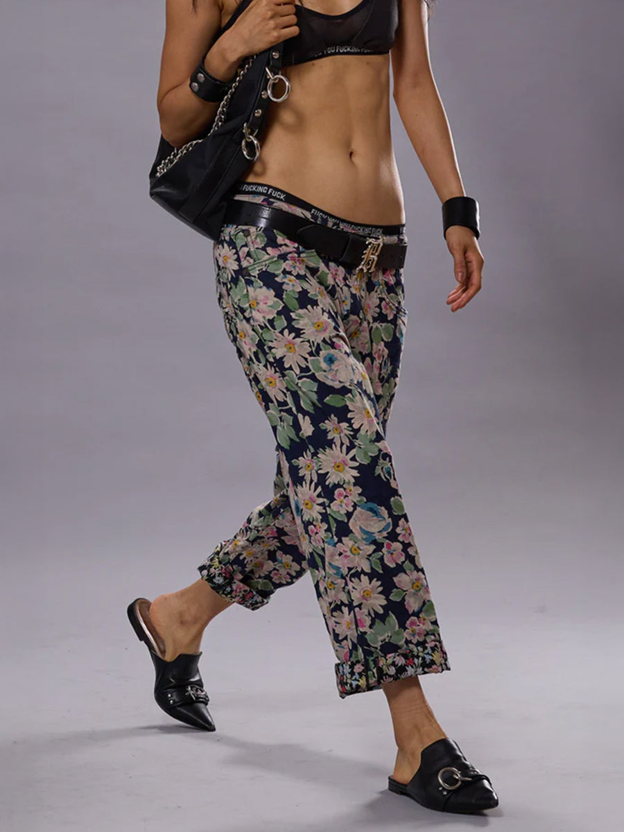 R13 | X-Boyfriend Jean in Layered Black Floral