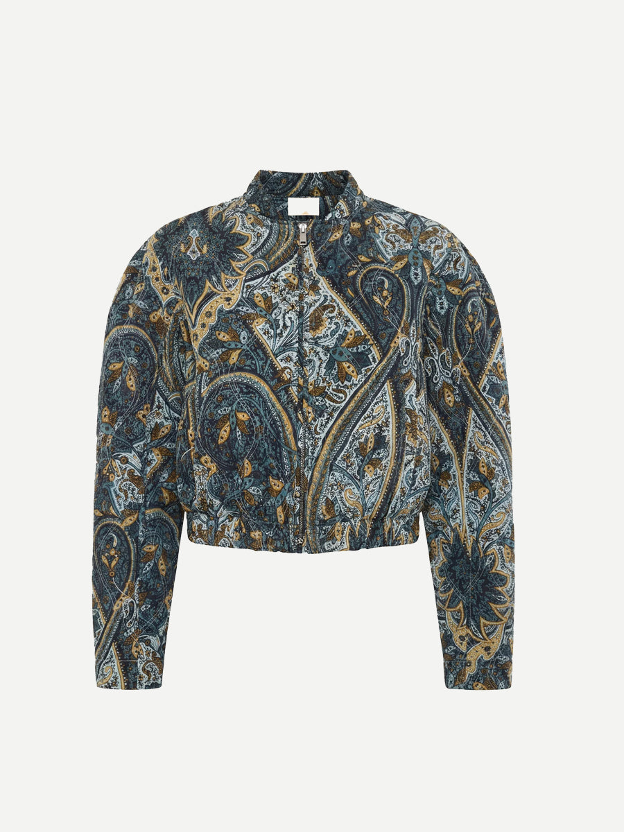 Yara Silk Jacket in Prussian