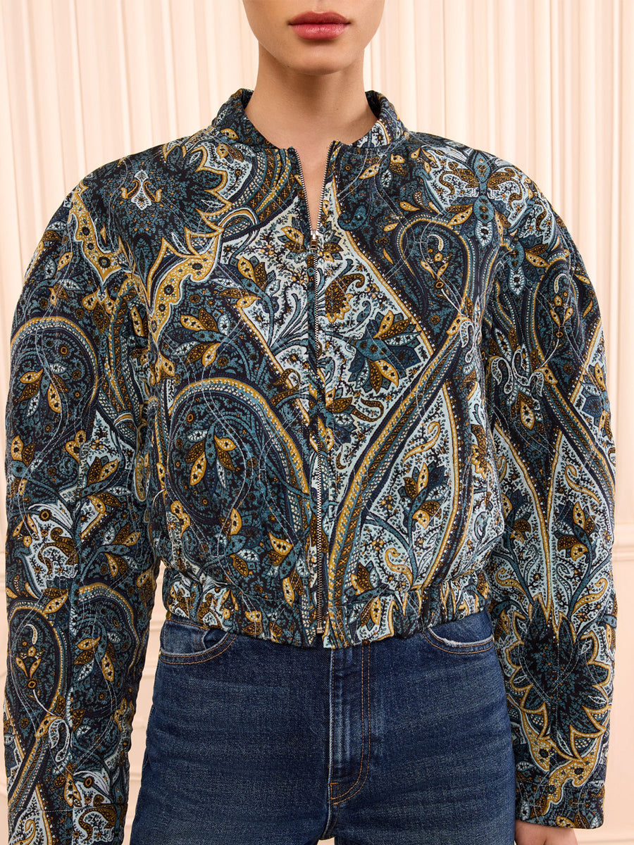 Yara Silk Jacket in Prussian