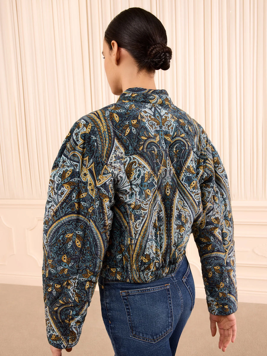 Yara Silk Jacket in Prussian