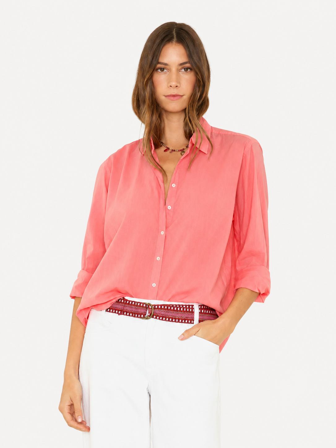 Beau Shirt in Hot Coral