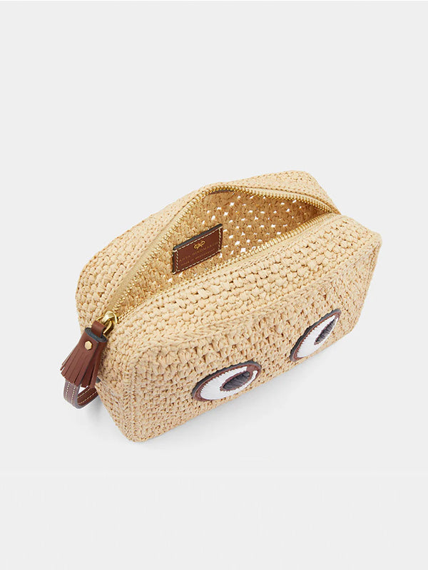 Anya Hindmarch Cross Body Eyes in Natural Raffia
