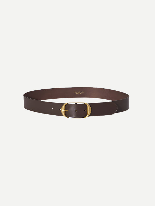 NILI LOTAN Nili Belt in Dark Brown W/ Brass Buckle