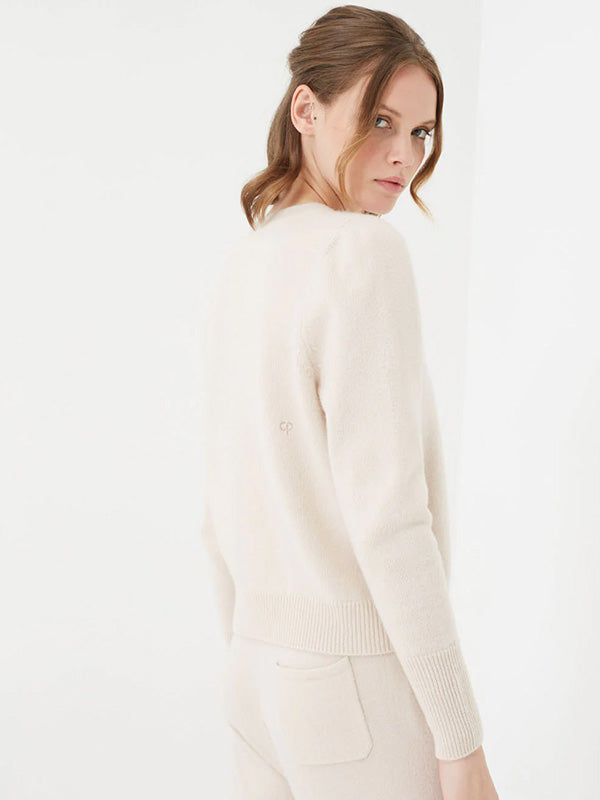 Chinti and Parker The Cropped Essentials Sweater in Bone