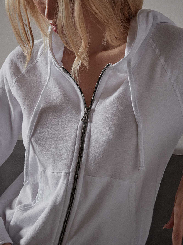 James Perse Vintage French Terry Zip Hoody in White