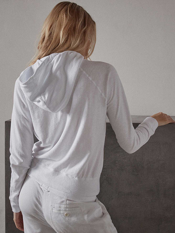 James Perse Vintage French Terry Zip Hoody in White