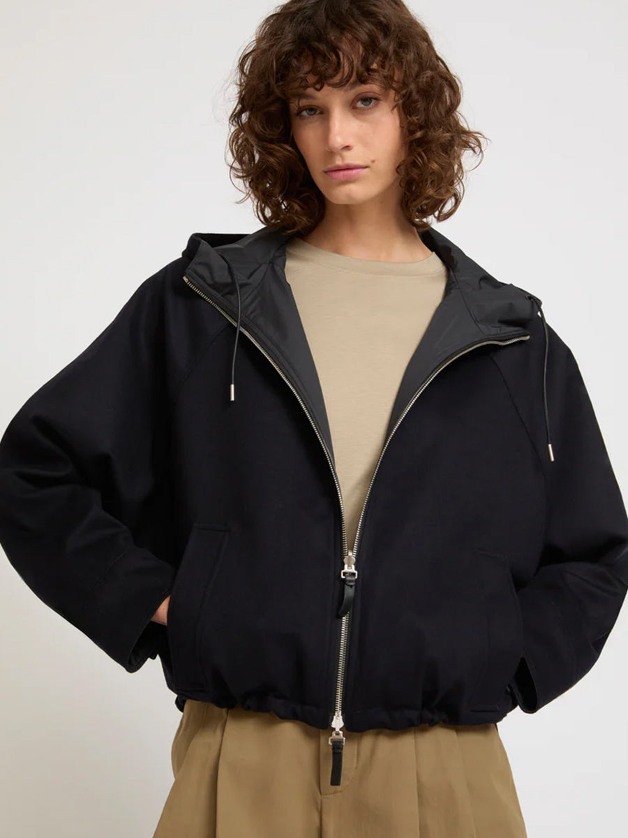 Yves Salomon Jacket 61cm Loro Piana Fabric in Noctis