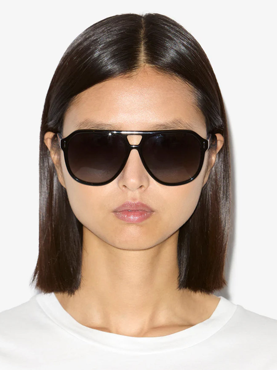 Isabel Marant 90s Aneya Acetate Sunglasses in Black/ Dark Grey