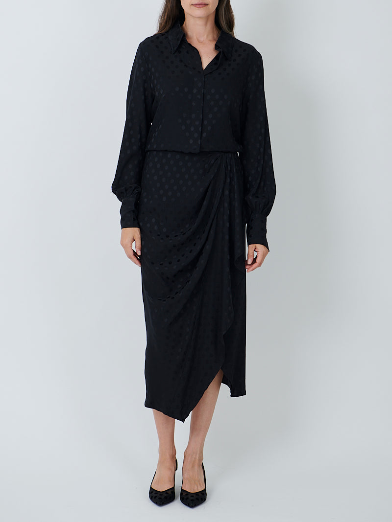 Isabel Marant Breen Skirt in Black Satin Spot