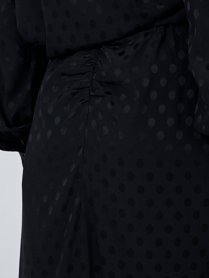 Breen Skirt in Black Satin Spot