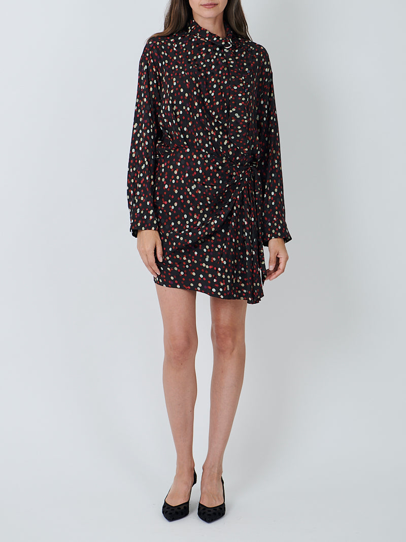 Isabel Marant Ora Dress in Black/Red Dot