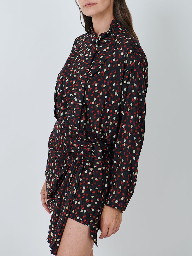 Isabel Marant Ora Dress in Black/Red Dot