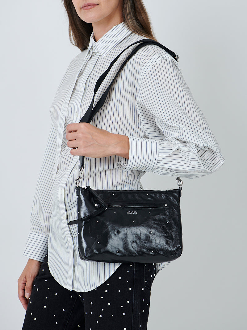 Isabel Marant Nessah Studded Shoulder Strap in Black/Silver
