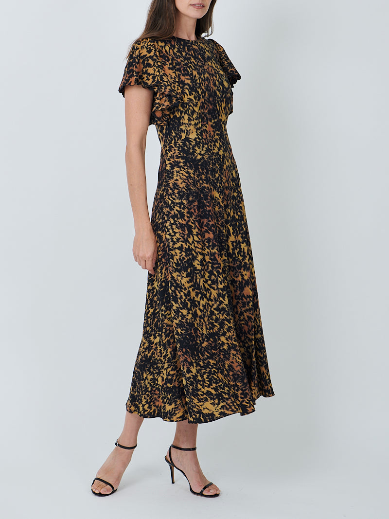 Ulla Johnson Blithe Flutter Sleeve Midi Dress in Savannah