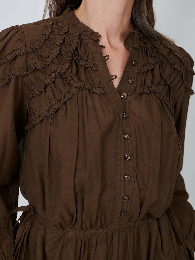 Marant Etoile Charissa Dress in Dark Khaki