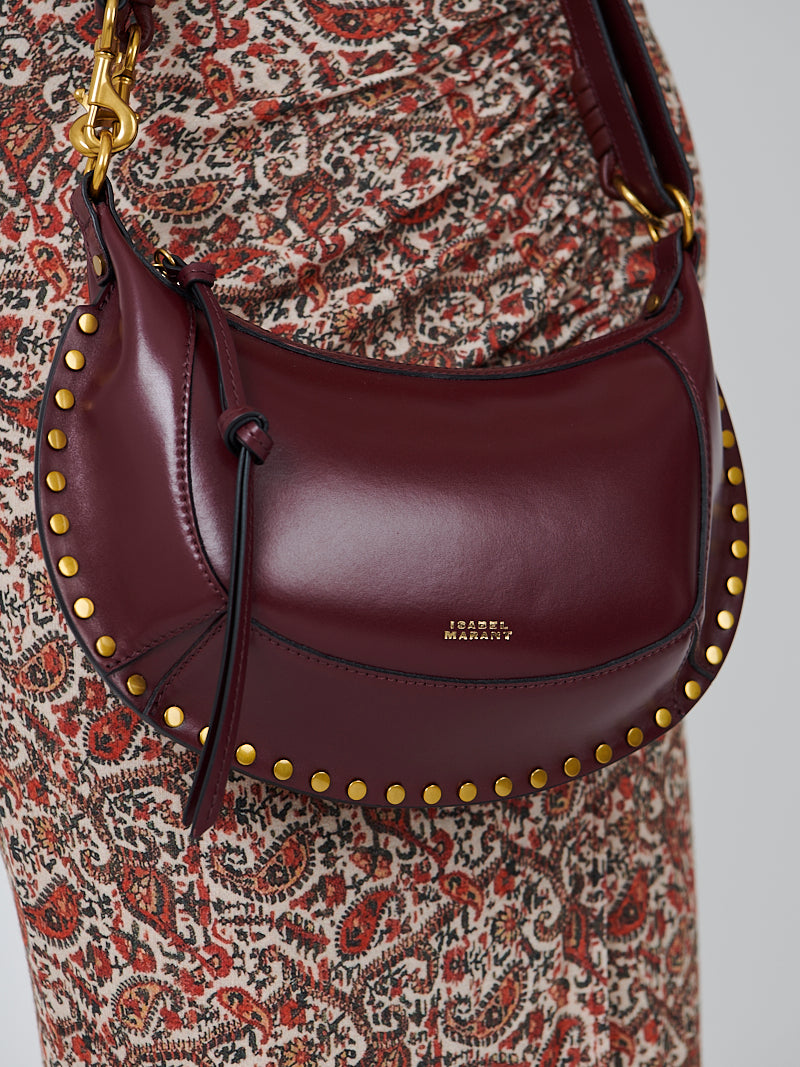 Isabel Marant Oskan Moon Duo Handle Shoulder Bag in Burgundy