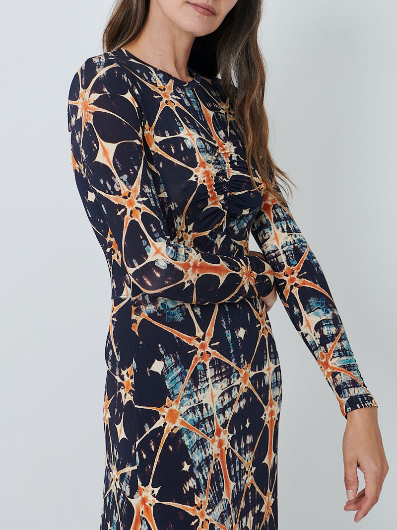 Ulla Johnson Naia Long Sleeve Ruched Midi Dress in Pheonix