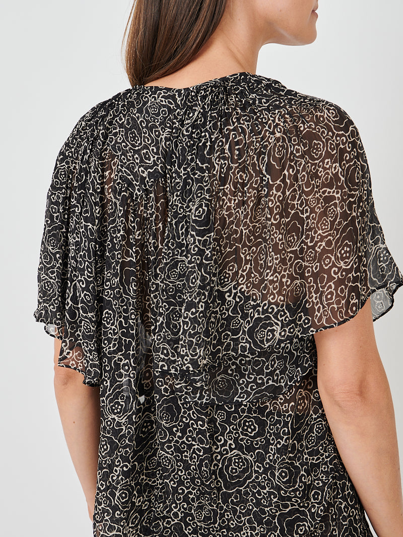 Neslya Top in Black/Ecru