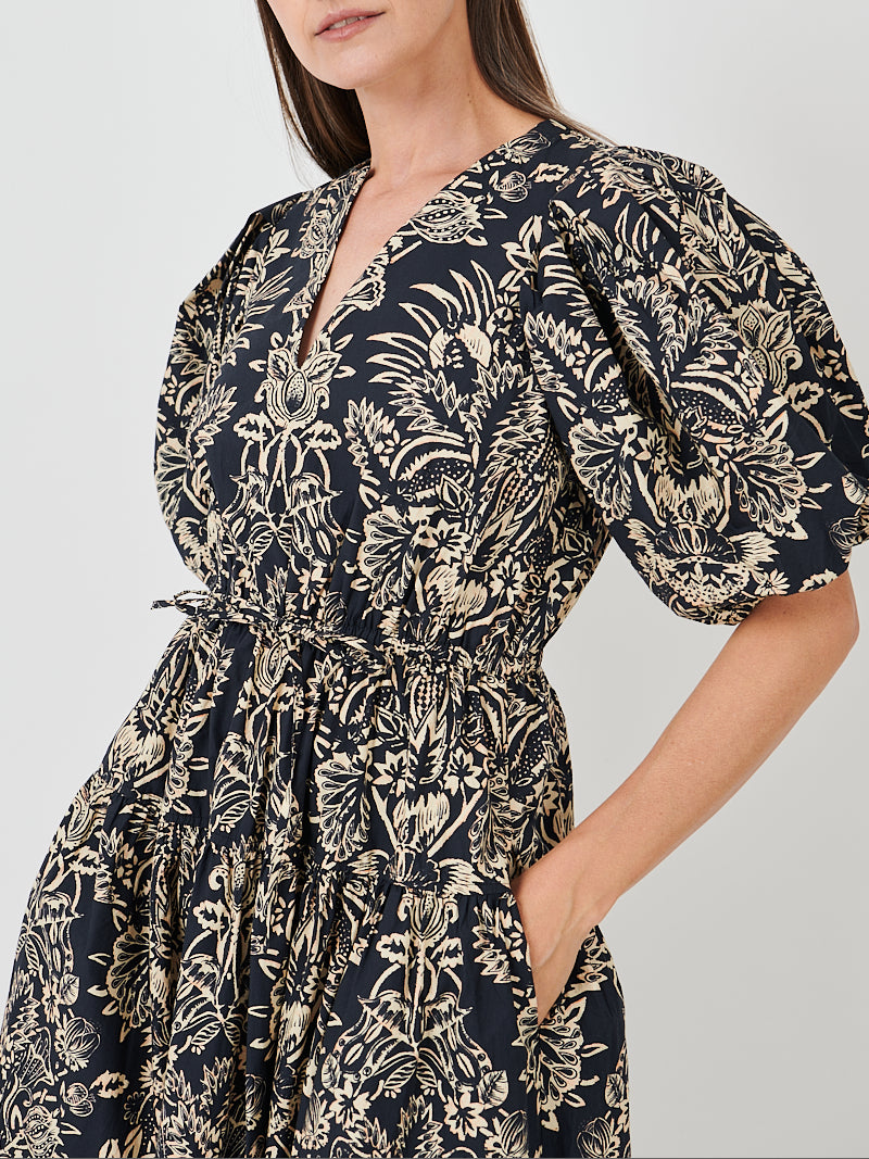 Harriet Midi Dress in Noir Floral