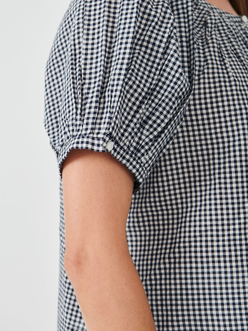 Doen June Top in Navy La Maddalena Gingham