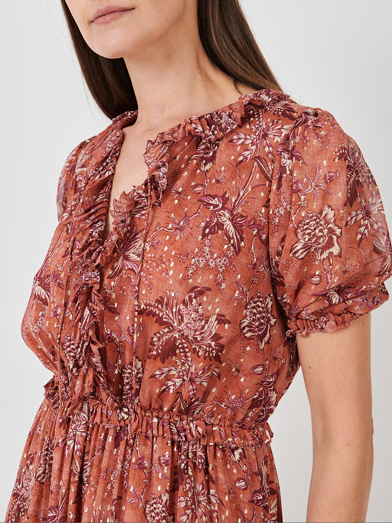 Rosamunde Puff Sleeve Dress in Oleander