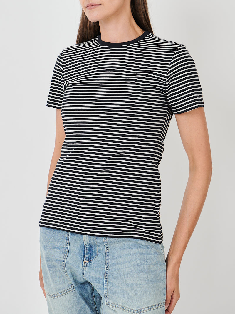 Nili Lotan Lana Crew Neck Tee in Black/Ivory Stripe
