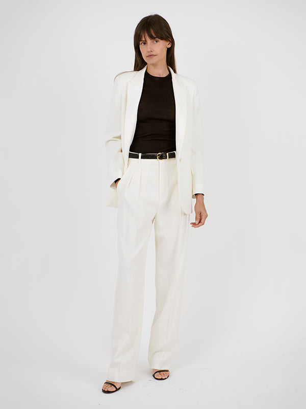 Nili Lotan Etienne Pleated Pant in Ivory