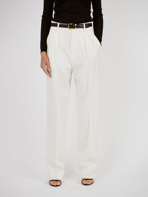 Nili Lotan Etienne Pleated Pant in Ivory
