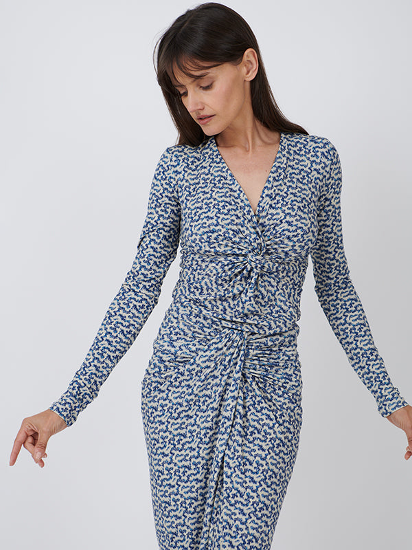 Isabel Marant Etoile Lyss Top in Blue/Ecru